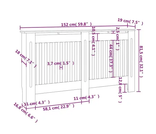 Radiatora Pārsegs, Melns, 152X19X81,5 Cm, Mdf Vidaxl
