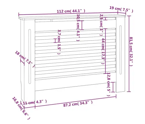 Radiatora Pārsegs, Antracītpelēks, 112X19X81,5 Cm, Mdf Vidaxl