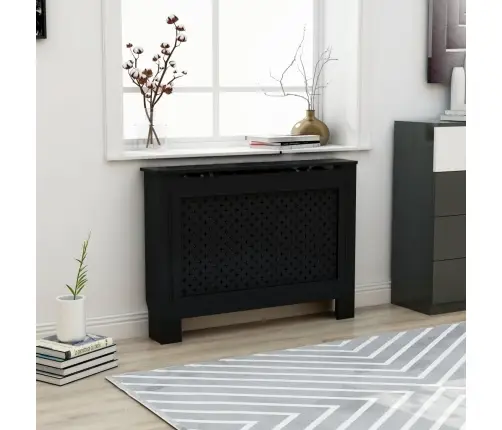 Radiatora Pārsegs, Melns, 112X19X81,5 Cm, Mdf Vidaxl