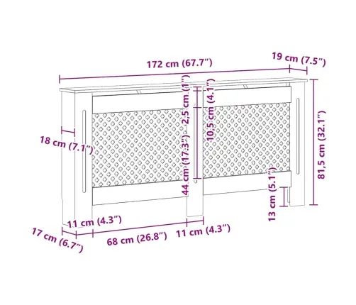 Radiatoriaus Uždangalas, 172X19X81,5cm Mdf