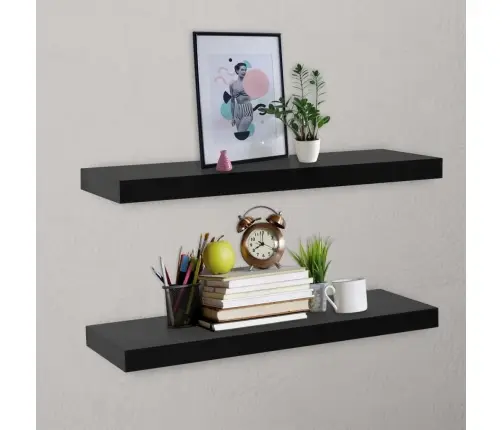 Seinariiulid, 2 Tk, Must, 80 X 20 X 3,8 Cm