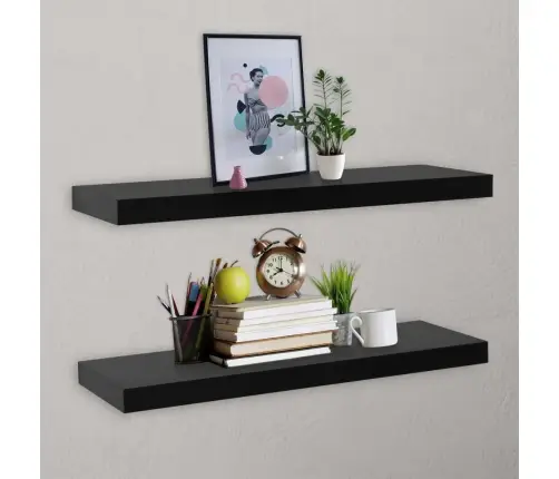 Sienas Plaukti, 2 Gab., Melni, 100X20X3,8 Cm Vidaxl