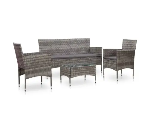 Poilsio Komplektas Su Pagalvėmis, 4 Dalių, Pilkas, Poliratanas