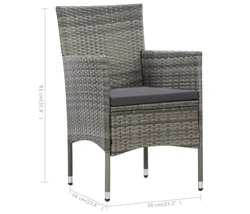 Poilsio Komplektas Su Pagalvėmis, 4 Dalių, Pilkas, Poliratanas