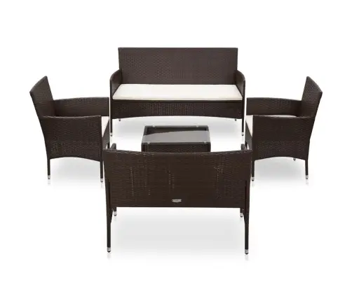 Poilsio Komplektas Su Pagalvėmis, 5 Dalių, Rudas, Poliratanas