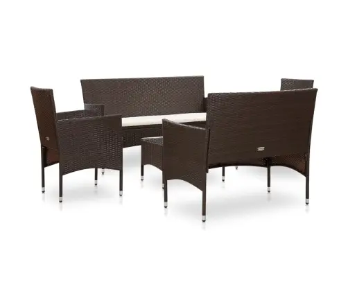 Poilsio Komplektas Su Pagalvėmis, 5 Dalių, Rudas, Poliratanas