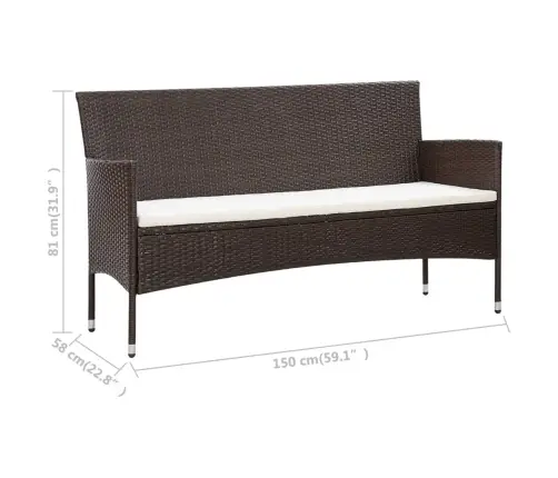 Poilsio Komplektas Su Pagalvėmis, 5 Dalių, Rudas, Poliratanas