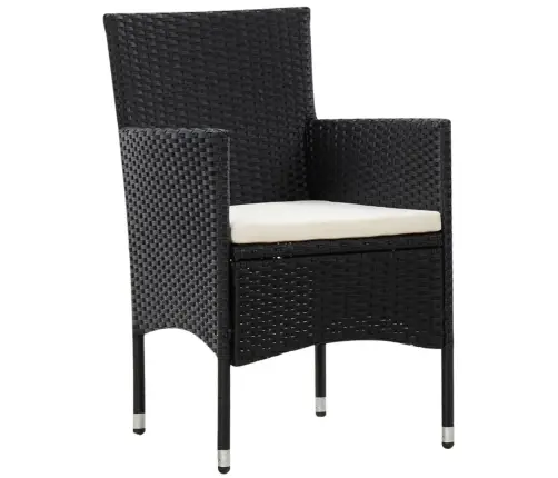 5-Daļīgs Dārza Mēbeļu Komplekts Ar Matračiem, Pe Pinums, Melns Vidaxl