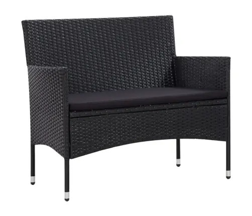 5-Daļīgs Dārza Mēbeļu Komplekts, Matrači, Pe Rotangpalma, Melns Vidaxl