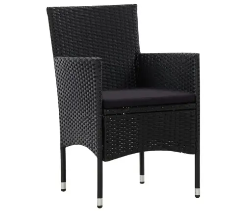 5-Daļīgs Dārza Mēbeļu Komplekts, Matrači, Pe Rotangpalma, Melns Vidaxl