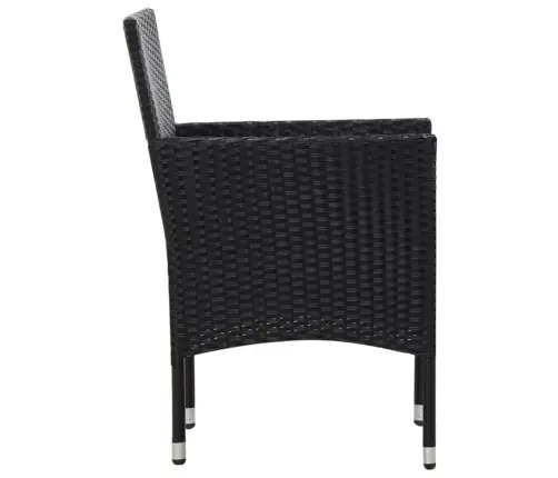 5-Daļīgs Dārza Mēbeļu Komplekts, Matrači, Pe Rotangpalma, Melns Vidaxl