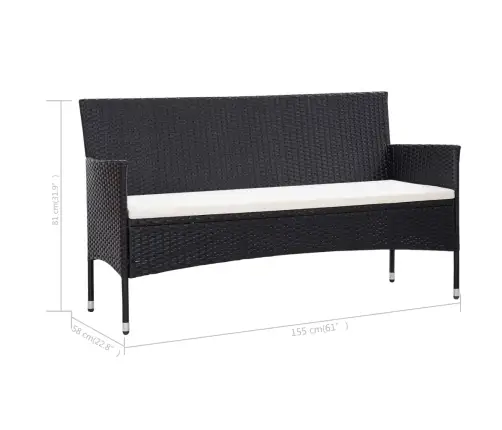 Trīsvietīgs Dārza Dīvāns Ar Matračiem, Pelēka Pe Rotangpalma Vidaxl