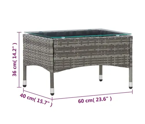 Kavos Staliukas, Pilkos Spalvos, 60X40X36cm Poliratanas