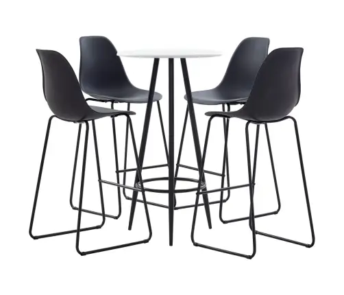 Baro Baldų Komplektas, 5 Dalių, Juodos Spalvos, Plastikas