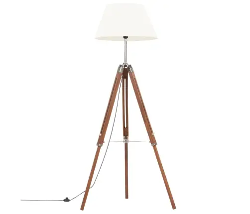 Grīdas Lampa Uz Statīva, Brūna, Balta, Masīvs Tīkkoks, 141 Cm Vidaxl