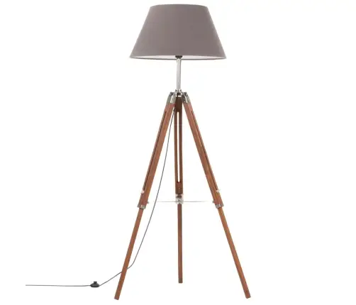 Grīdas Lampa Uz Statīva, Brūna, Pelēka, Masīvs Tīkkoks, 141 Cm Vidaxl