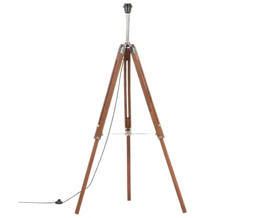 Grīdas Lampa Uz Statīva, Brūna, Pelēka, Masīvs Tīkkoks, 141 Cm Vidaxl