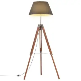 Grīdas Lampa Uz Statīva, Brūna, Melna, Masīvs Tīkkoks, 141 Cm Vidaxl