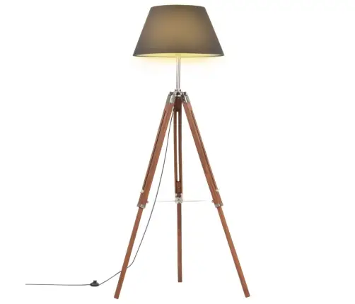 Grīdas Lampa Uz Statīva, Brūna, Melna, Masīvs Tīkkoks, 141 Cm Vidaxl