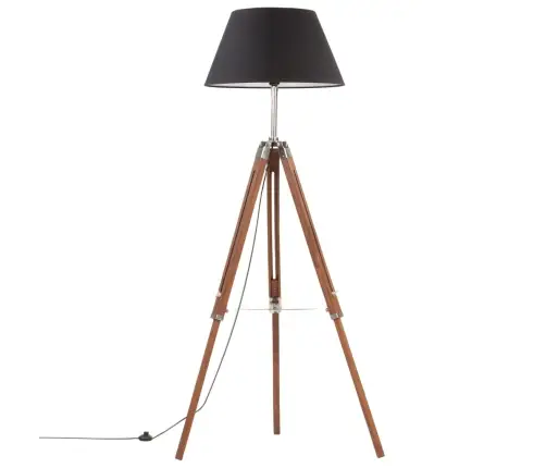 Grīdas Lampa Uz Statīva, Brūna, Melna, Masīvs Tīkkoks, 141 Cm Vidaxl
