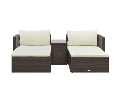 Sodo Baldų Komplektas Su Pagalvėlėmis, 5D., Rudas, Poliratanas