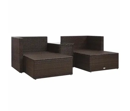 Sodo Baldų Komplektas Su Pagalvėlėmis, 5D., Rudas, Poliratanas