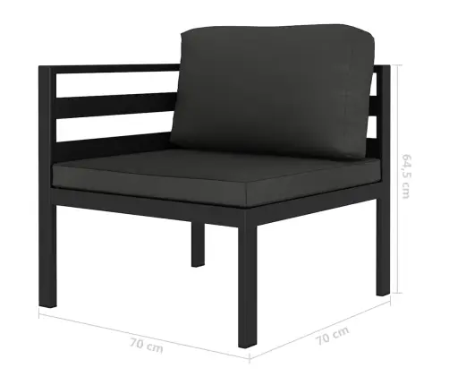 6-Osaline Aiadiivanikomplekt Patjadega, Alumiinium, Antratsiit