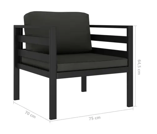 5-Daļīgs Dārza Mēbeļu Komplekts Ar Matračiem, Alumīnijs, Pelēks Vidaxl