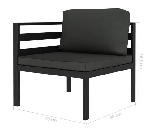 5-Daļīgs Dārza Mēbeļu Komplekts Ar Matračiem, Alumīnijs, Pelēks Vidaxl