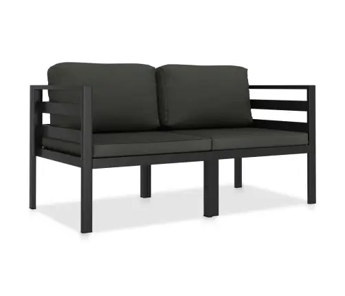 2-Daļīgs Dārza Mēbeļu Komplekts Ar Matračiem, Alumīnijs, Pelēks Vidaxl