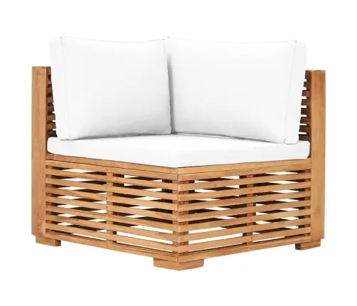 Dārza Stūra Dīvāns Ar Krēmkrāsas Spilvenu, Masīvs Tīkkoks Vidaxl