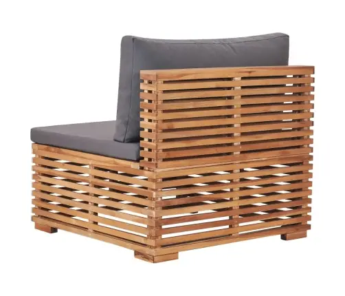 Dārza Vidējais Dīvāns Ar Pelēku Spilvenu, Masīvs Tīkkoks Vidaxl