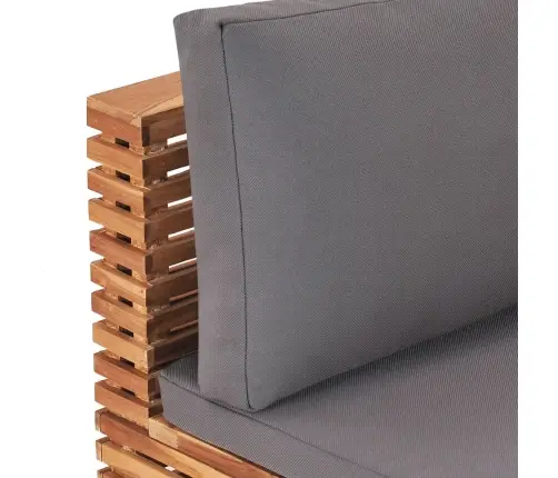 Dārza Vidējais Dīvāns Ar Pelēku Spilvenu, Masīvs Tīkkoks Vidaxl