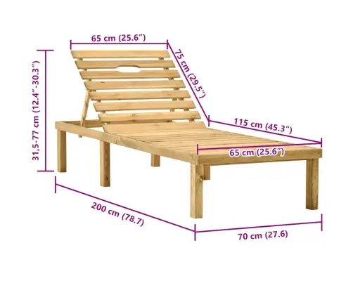 Sauļošanās Zvilnis, Impregnēts Priedes Koks Vidaxl