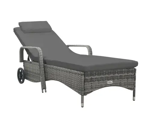 Saulės Gultas Su Ratukais, Antracito Spalvos, Poliratanas