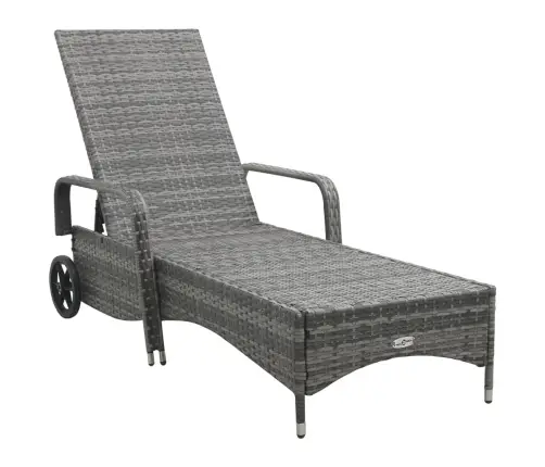 Saulės Gultas Su Ratukais, Antracito Spalvos, Poliratanas