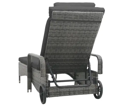 Saulės Gultas Su Ratukais, Antracito Spalvos, Poliratanas