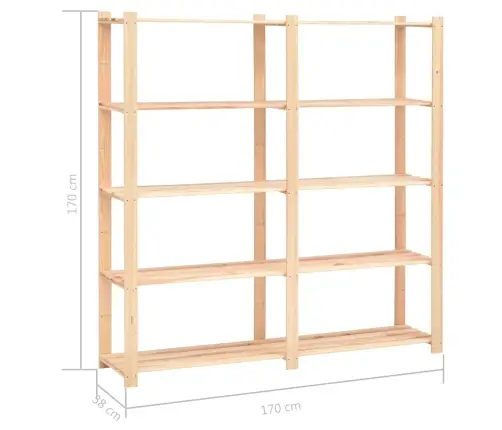 Lentynos Daiktams, 2Vnt., 170X38X170cm Pušies Masyvas