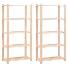 5-Korruselised Hoiuriiulid, 2 Tk 80X38X170 Cm Männipuit 250 Kg