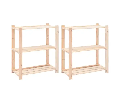 3-Korruselised Hoiuriiulid, 2 Tk, 80X38X90 Cm Männipuit 150 Kg