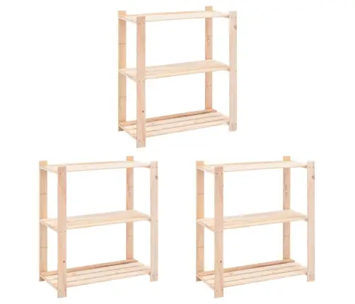 3-Līmeņu Glabāšanas Plaukti, 3 Gb., 80X38X90 Cm, Priede, 150 Kg Vidaxl