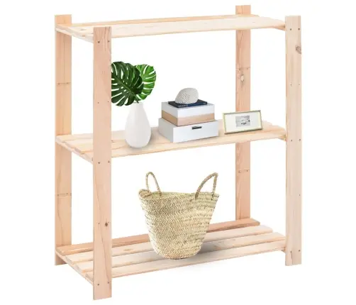 3-Līmeņu Glabāšanas Plaukti, 3 Gb., 80X38X90 Cm, Priede, 150 Kg Vidaxl