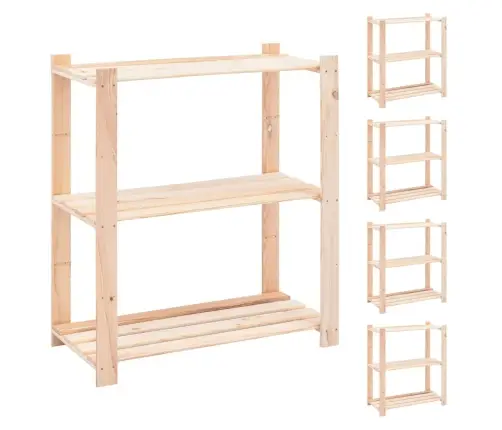 3-Līmeņu Glabāšanas Plaukti, 5 Gb., 80X38X90 Cm, Priede, 150 Kg Vidaxl