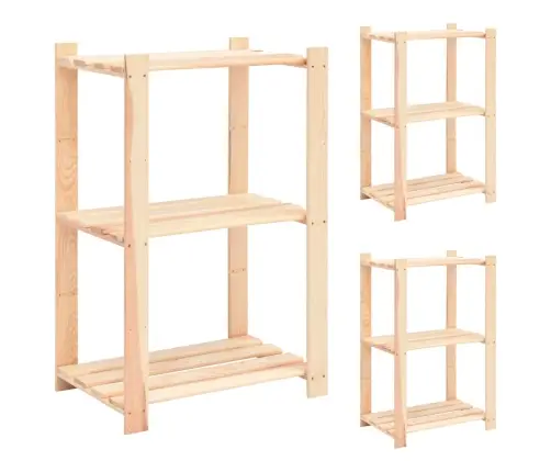 3-Līmeņu Glabāšanas Plaukti, 3 Gb., 60X38X90 Cm, Priede, 150 Kg Vidaxl