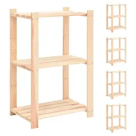 3-Korruselised Hoiuriiulid, 5 Tk, 60X38X90 Cm Männipuit 150 Kg