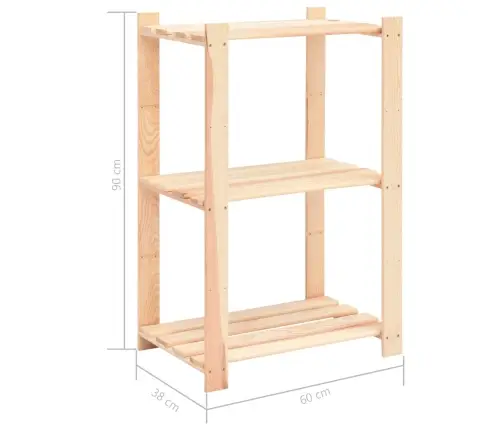 3-Korruselised Hoiuriiulid, 5 Tk, 60X38X90 Cm Männipuit 150 Kg