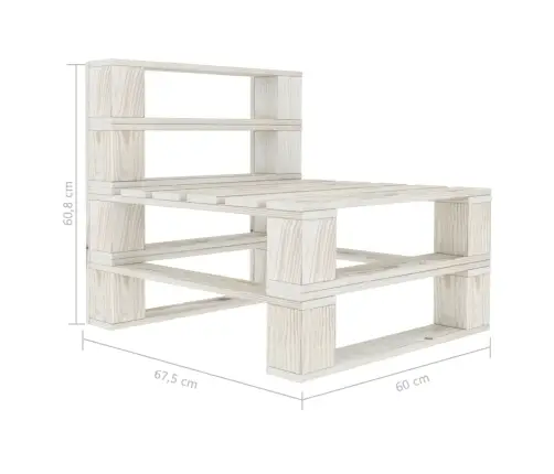 Dārza Palešu Vidējais Dīvāns, Balts Koks Vidaxl