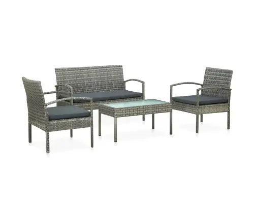 Poilsio Komplektas Su Pagalvėmis, 4 Dalių, Pilkas, Poliratanas Poilsio Komplektas Su Pagalvėmis, 4 Dalių, Pilkas, Poliratanas