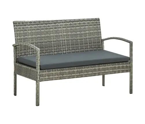 Poilsio Komplektas Su Pagalvėmis, 4 Dalių, Pilkas, Poliratanas Poilsio Komplektas Su Pagalvėmis, 4 Dalių, Pilkas, Poliratanas