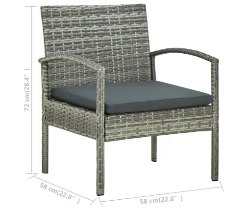 Poilsio Komplektas Su Pagalvėmis, 4 Dalių, Pilkas, Poliratanas Poilsio Komplektas Su Pagalvėmis, 4 Dalių, Pilkas, Poliratanas